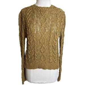 Vanessa Bruno cable knit sweater camel tan Sz S